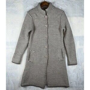 Cocogio Cardigan Womens M Striped Wool Blend Heavy Knit Made in Italy Feminine